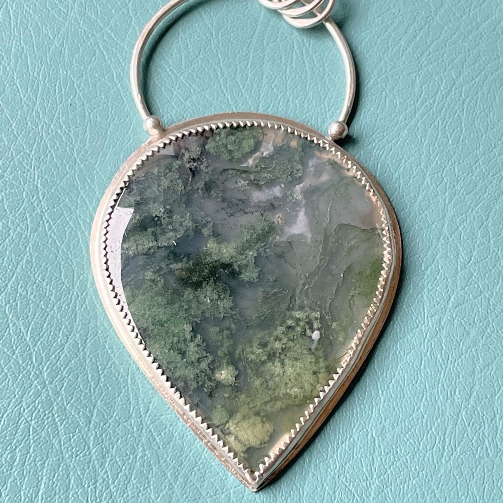 Moss Agate Sterling Silver Necklace